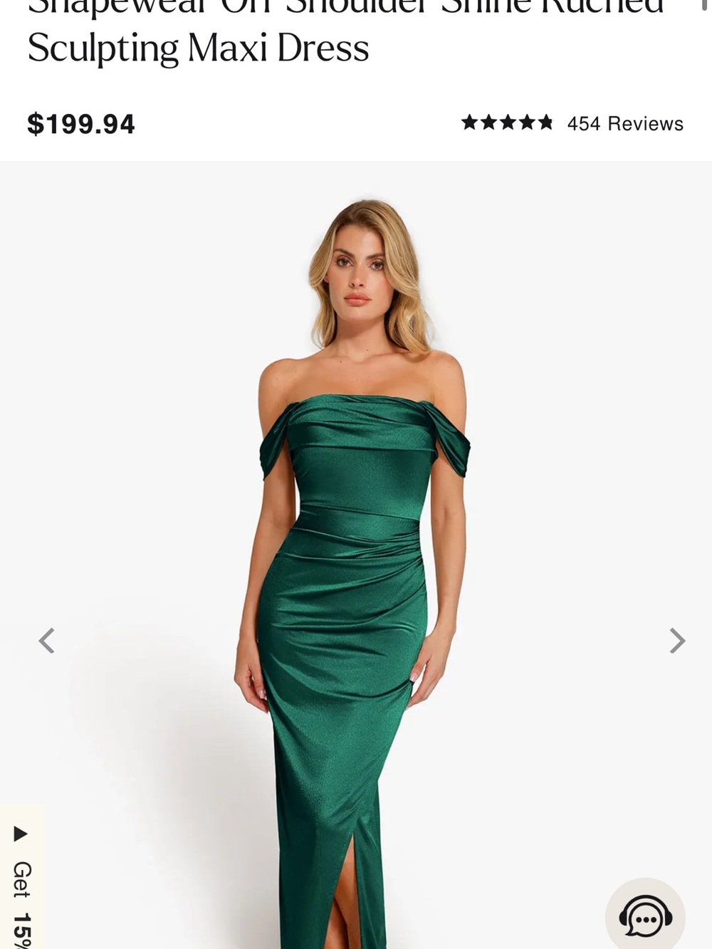 Off-Shoulder Emerald Green Sculpting Maxi Dress by